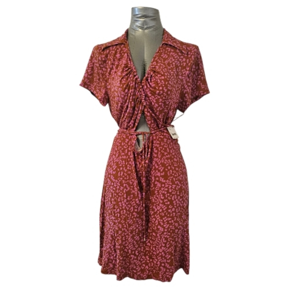 Pink and Brown Free People Women's Marseille Mini Dress